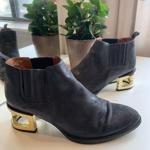 Jeffrey Campbell Metcalf Block Booties w Gold Heel